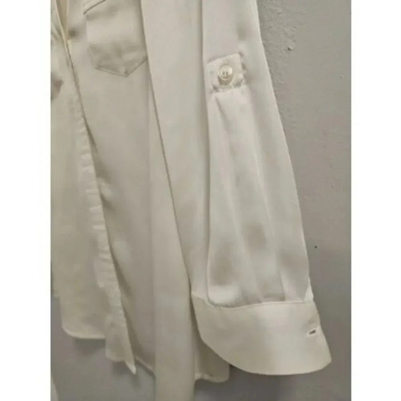 The Limited Womens Off White Cream 3/4 Roll Sleeve Blouse Size Small - Picture 4 of 12
